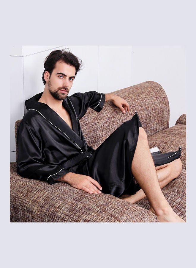 Long Sleeves Casual Robe Black