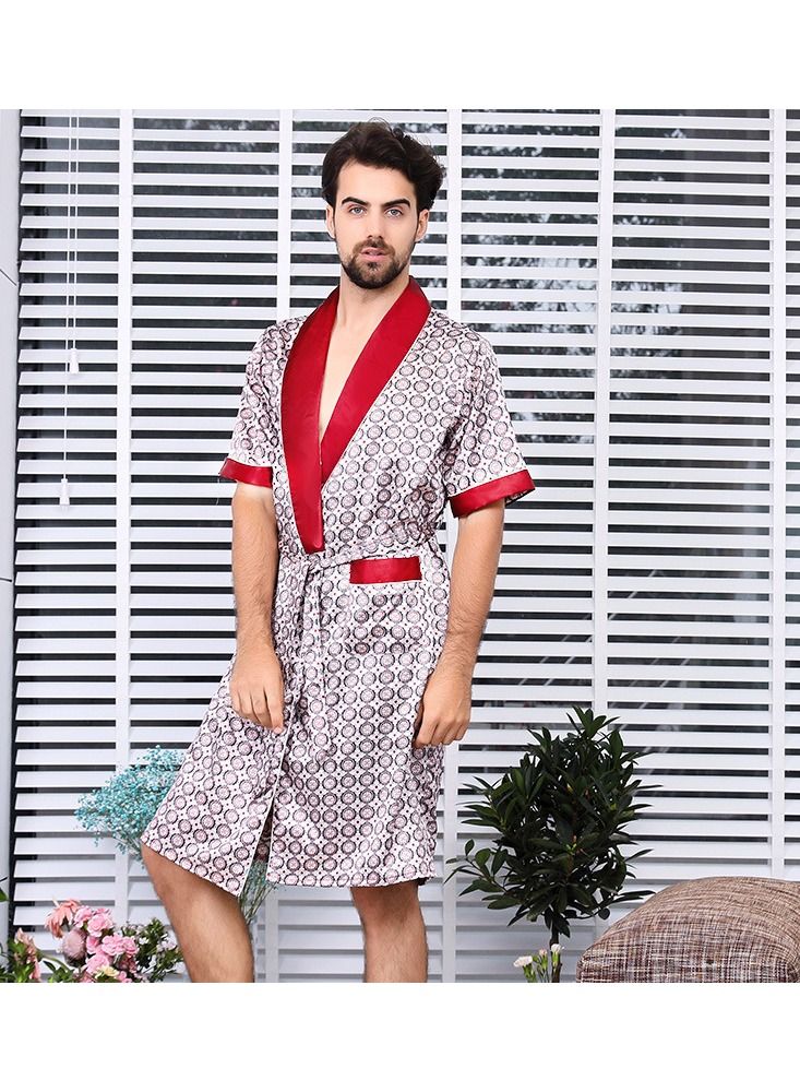 Printed Silk Robe Red