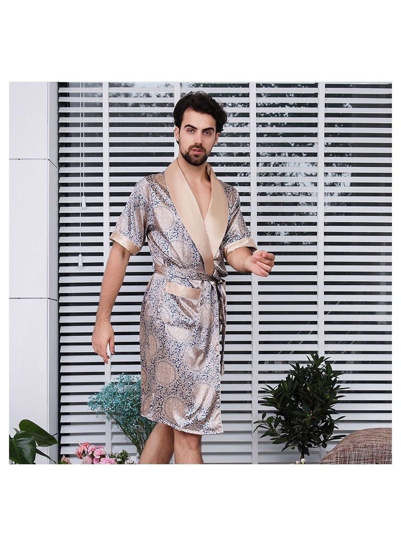 Printed Silk Robe Gold