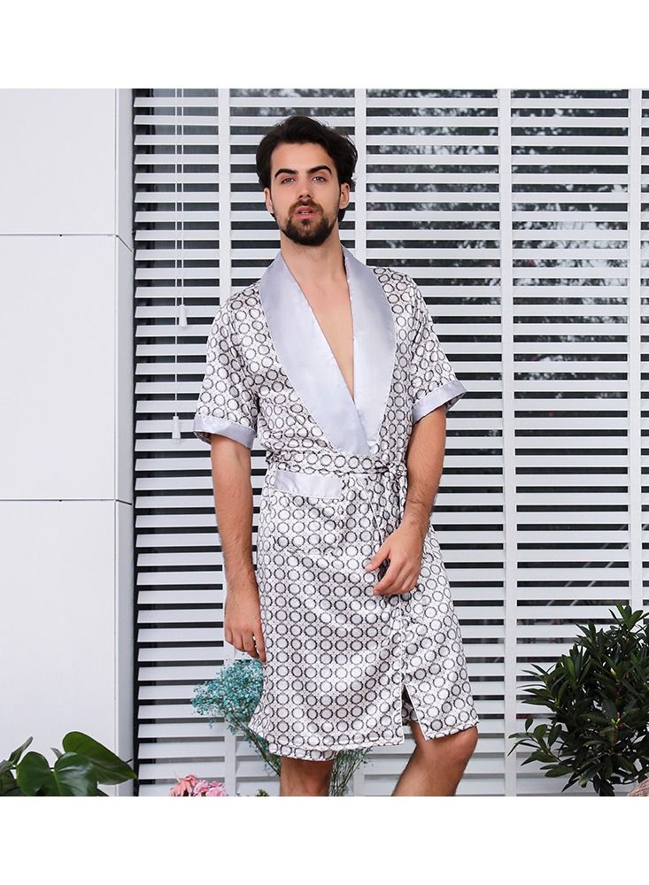 Printed Pyjama Robe Silver