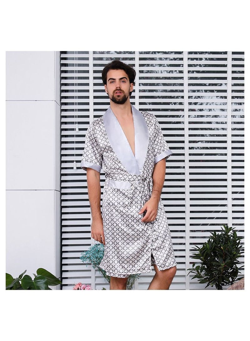 Printed Pyjama Robe Silver