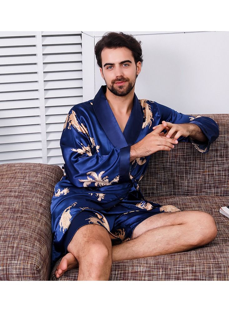 Printed Pyjama Robe Blue