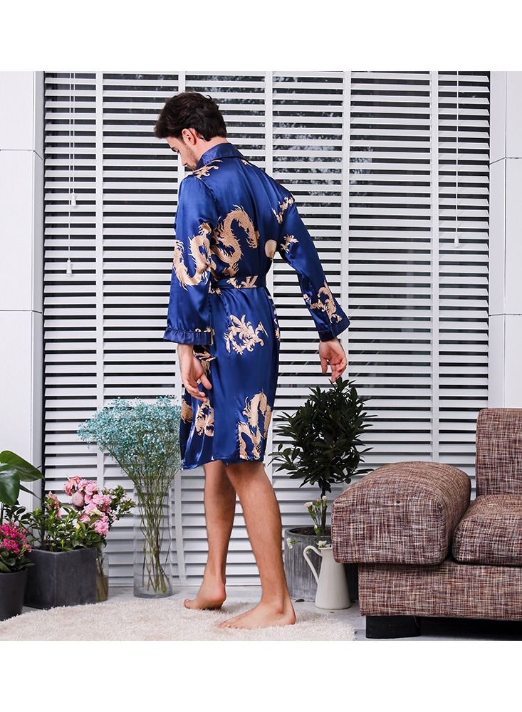 Printed Pyjama Robe Blue