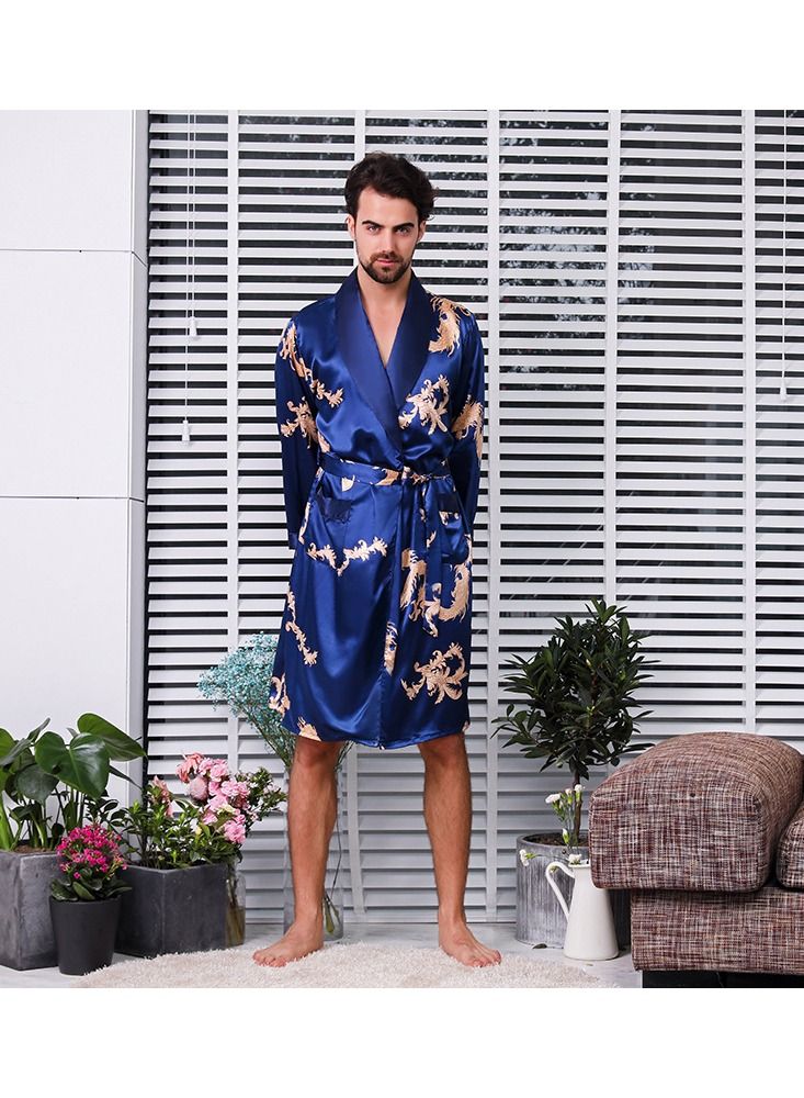 Printed Pyjama Robe Blue