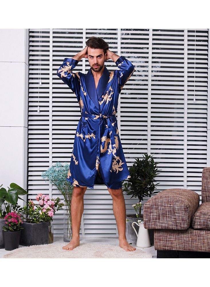 Printed Pyjama Robe Blue