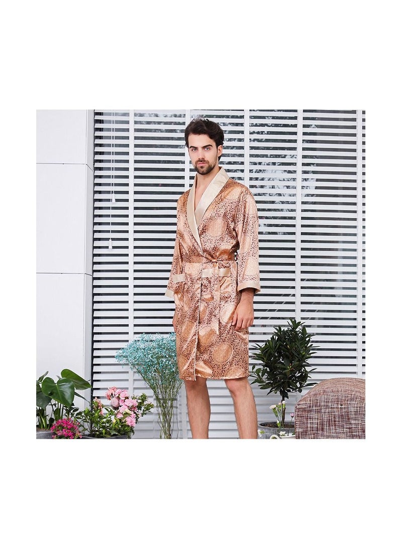 Printed Pyjama Robe Gold