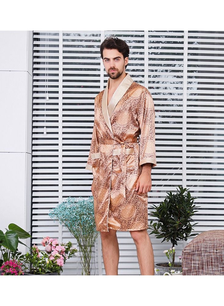 Printed Pyjama Robe Gold