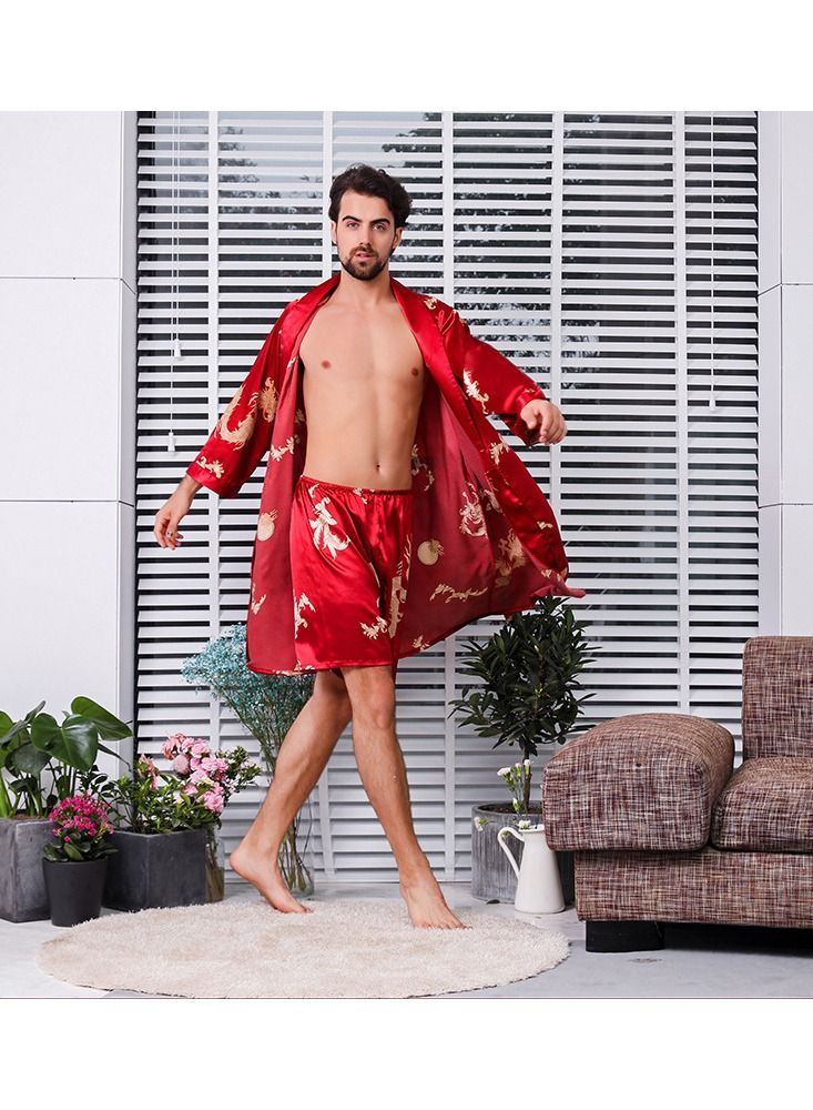 Printed Pyjama Robe Red