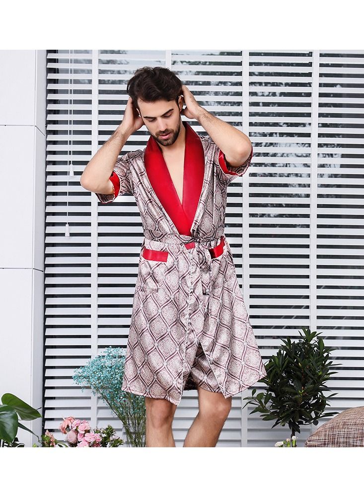 Printed Pyjama Robe Red