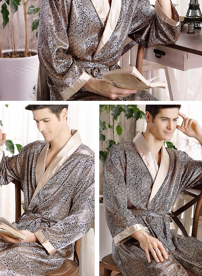 Printed Pyjama Robe Gold