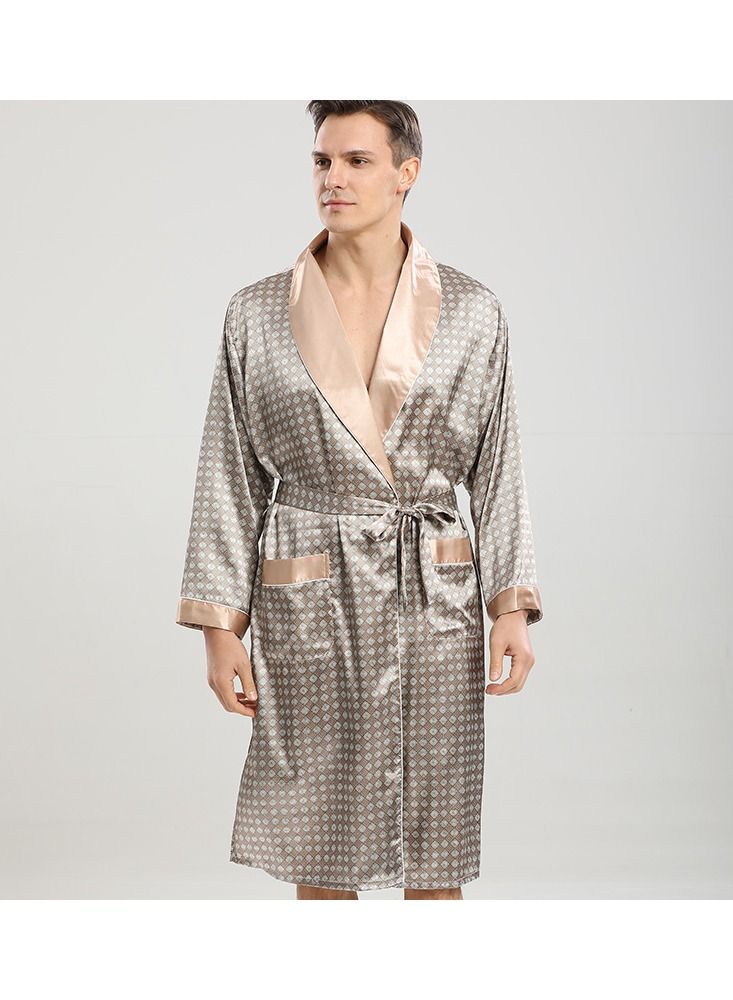 Printed Pyjama Robe Khaki