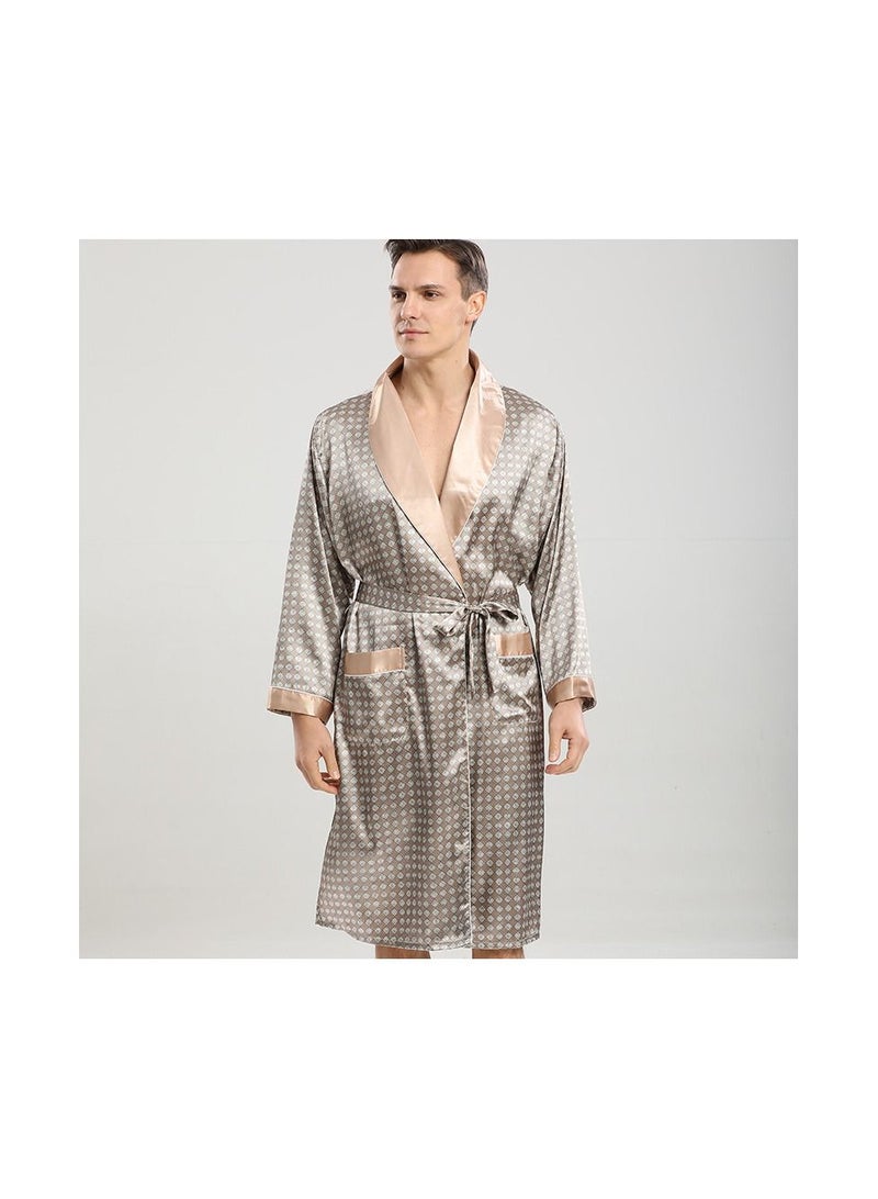 Printed Pyjama Robe Khaki