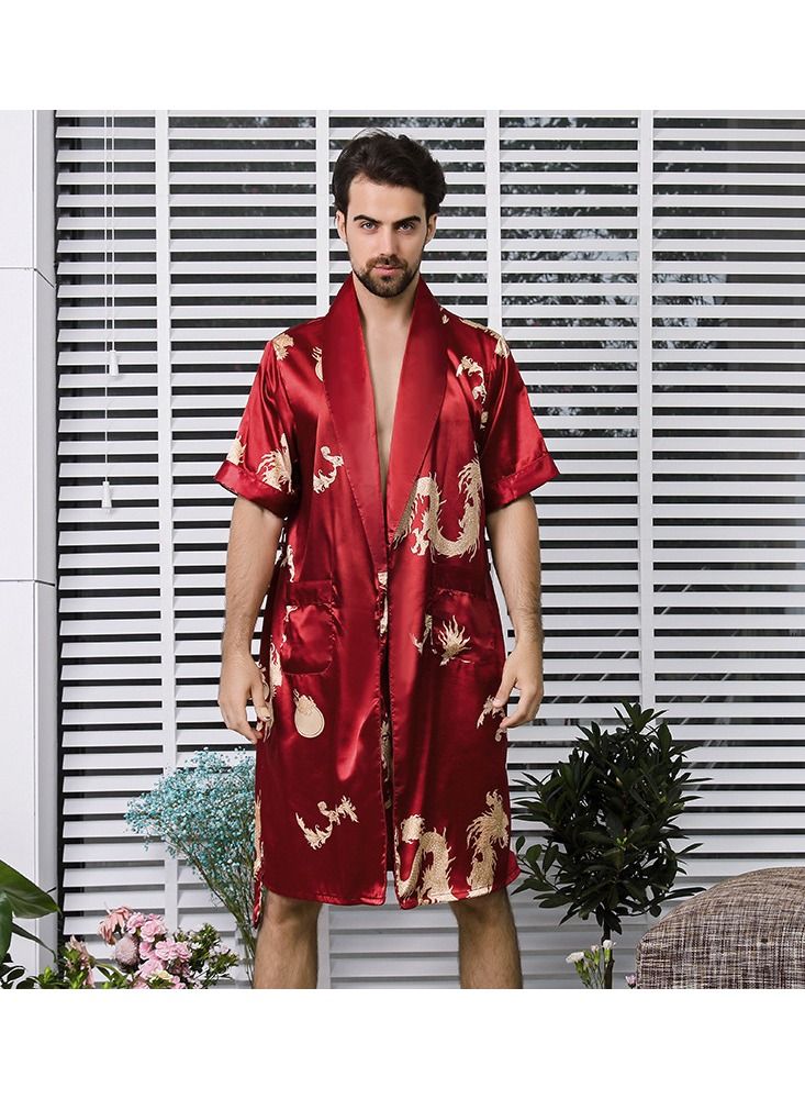 Printed Pyjama Robe Red