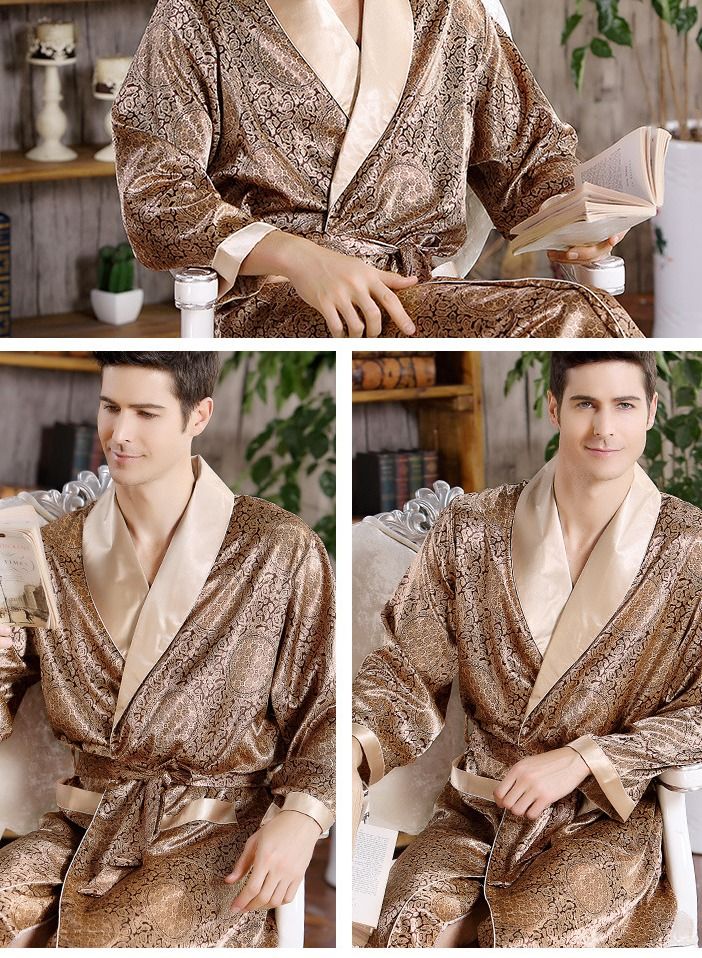 Printed Pyjama Robe Gold