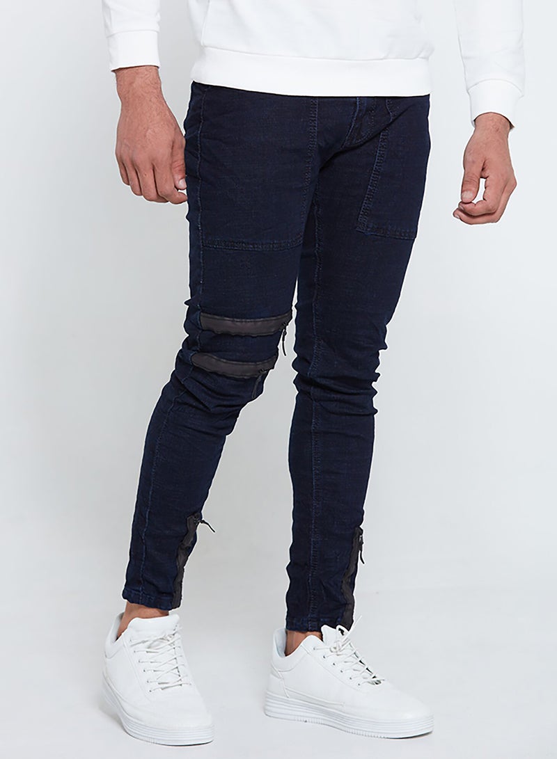 Biker Skin Fit Stretchable Jeans Blue