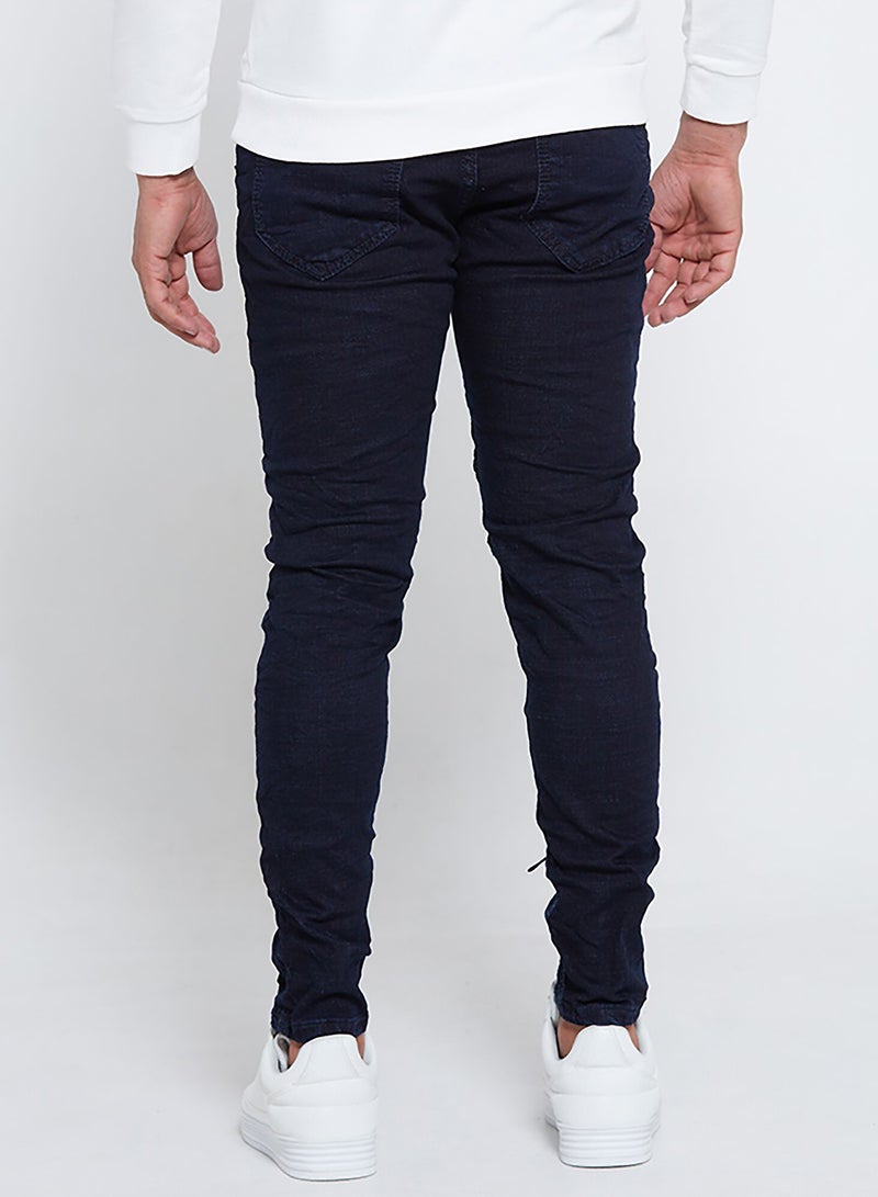 Biker Skin Fit Stretchable Jeans Blue