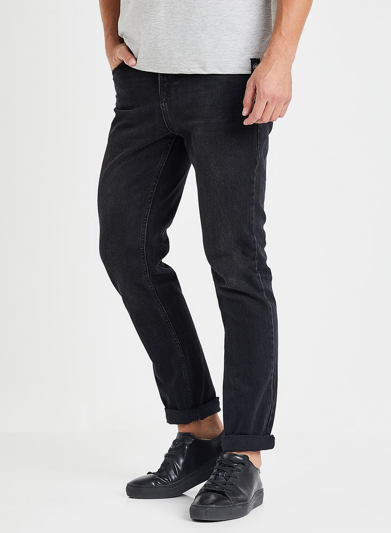 Washed Slim Jeans Black