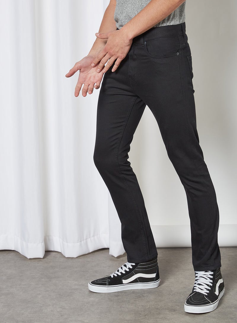 Basic Embroidered Pocket Jeans Black