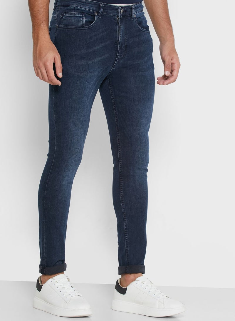 Mid Wash Skinny Fit Jeans blue