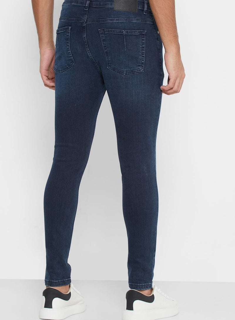 Mid Wash Skinny Fit Jeans blue