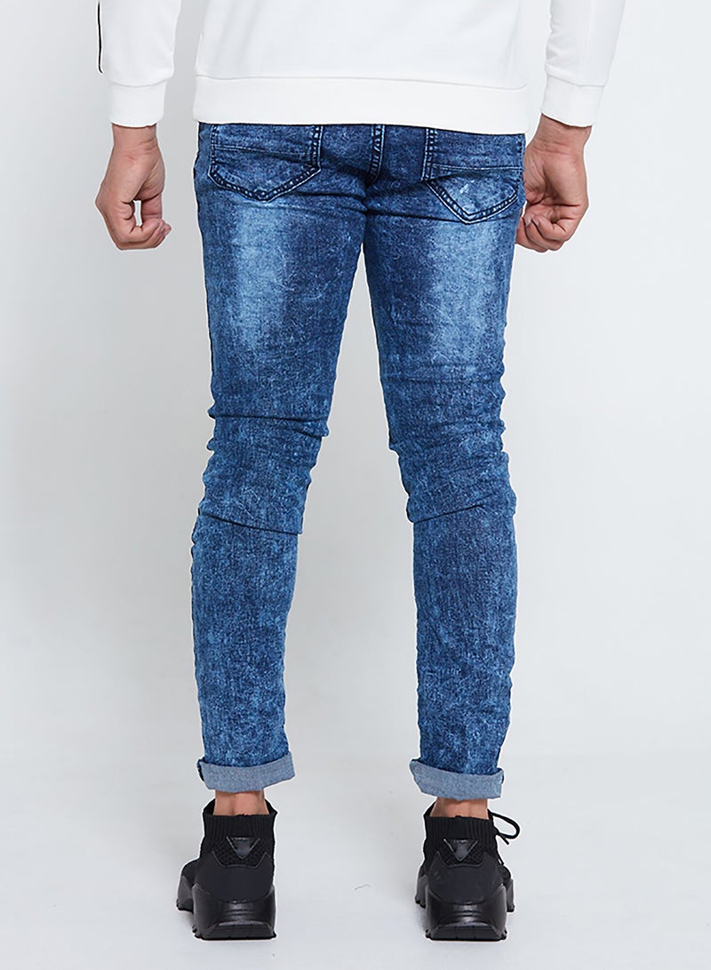 Super Skin Fit Washed Stretch Jeans Blue