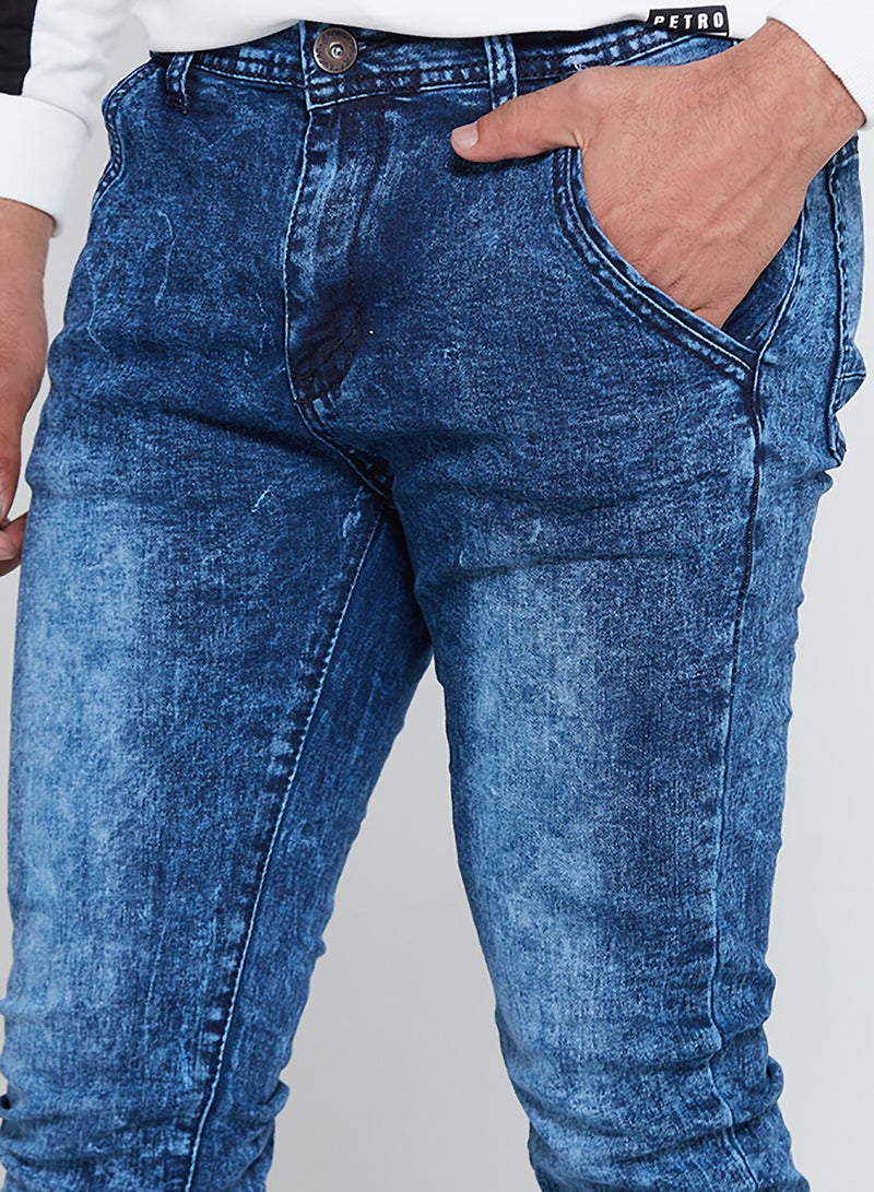 Super Skin Fit Washed Stretch Jeans Blue