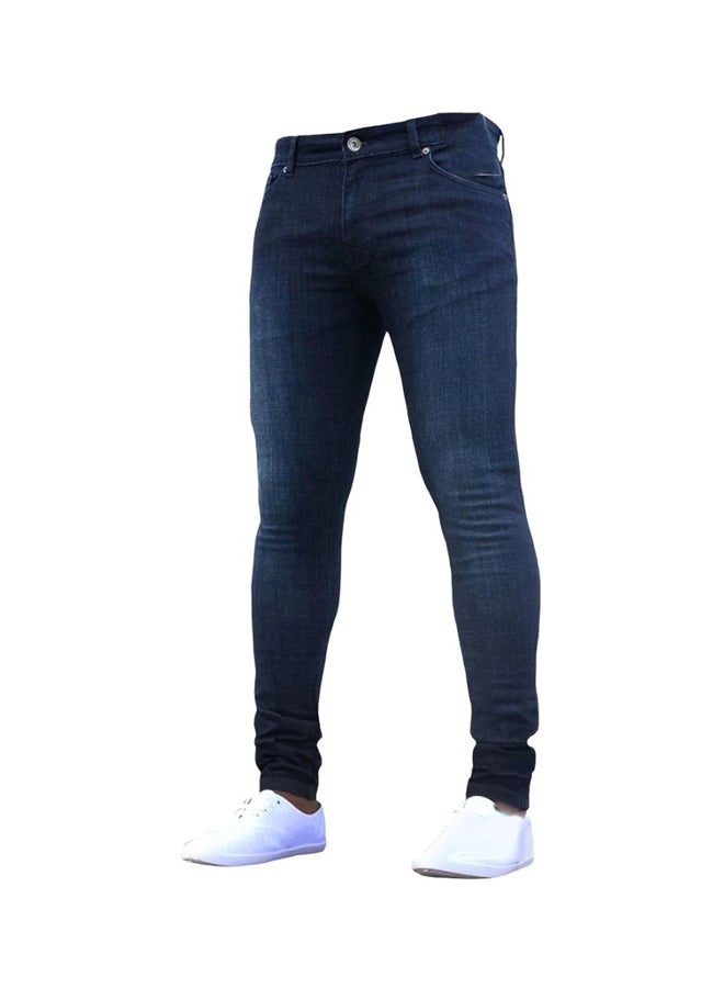 Solid Skinny Fit Jeans Dark Blue