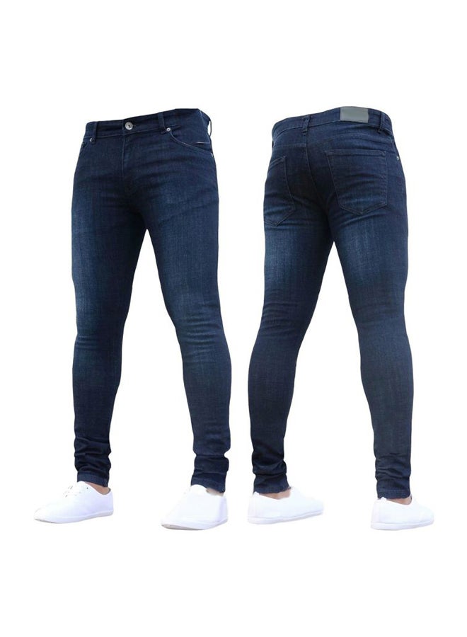 Solid Skinny Fit Jeans Dark Blue