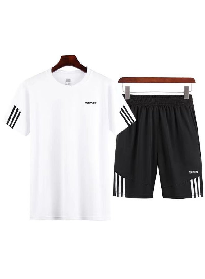 Casual T-Shirt And Shorts Set Powder White