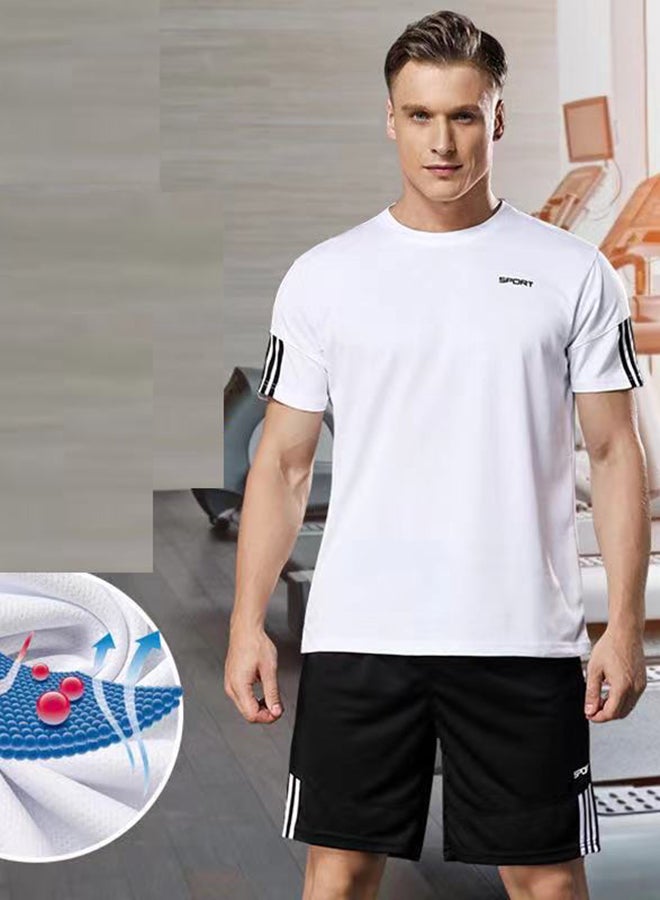 Casual T-Shirt And Shorts Set Powder White