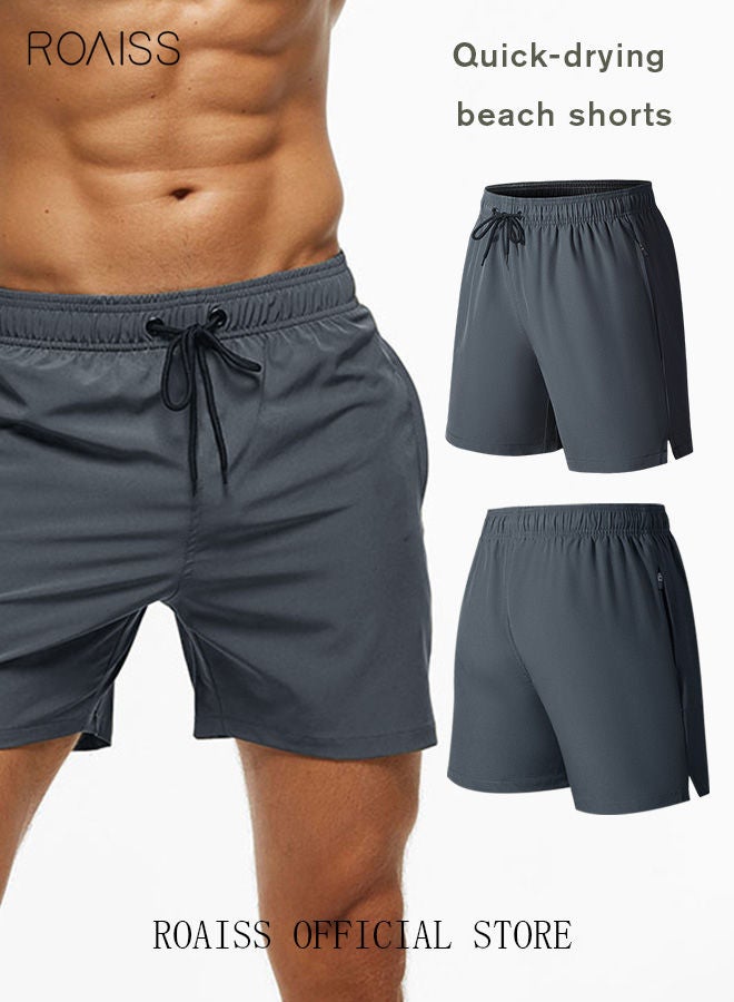 Men's Swimming Trunks Beachwear Quick Dry Beach Pants Gym Wear Fitness Workout Short Sports Running Boxer Swim Shorts Swimsuit Summer