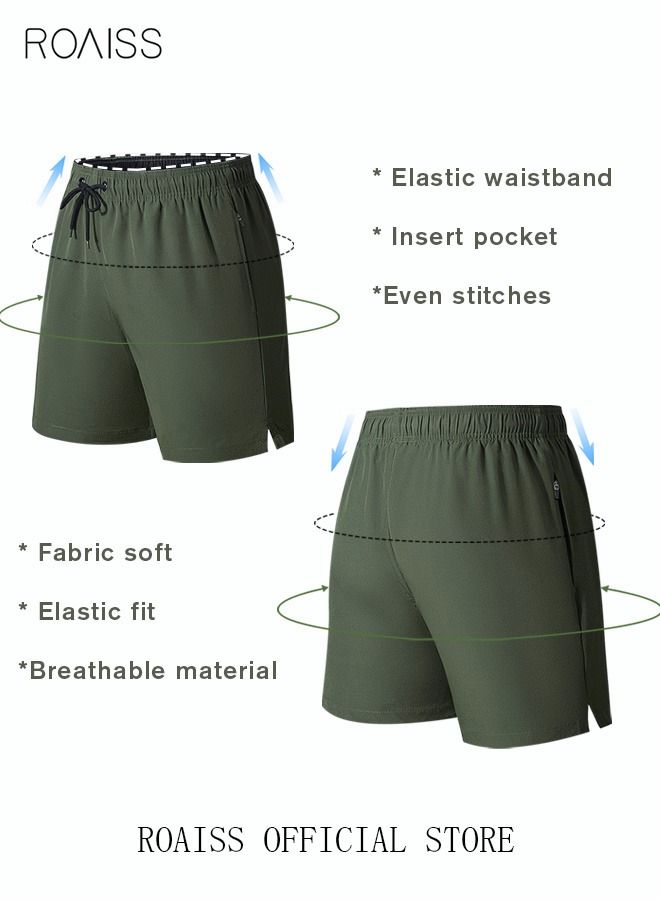 Men's Swimming Trunks Beachwear Quick Dry Beach Pants Gym Wear Fitness Workout Short Sports Running Boxer Swim Shorts Swimsuit Summer Green