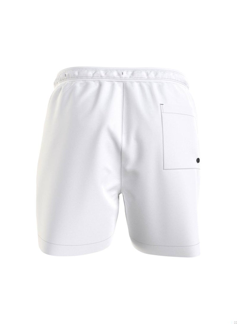 Calvin Klein Men's Swim Shorts - Medium Drawstring - Swimwear - Polyester , White