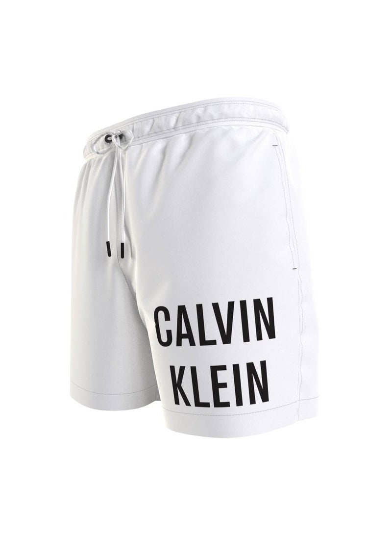 Calvin Klein Men's Swim Shorts - Medium Drawstring - Swimwear - Polyester , White