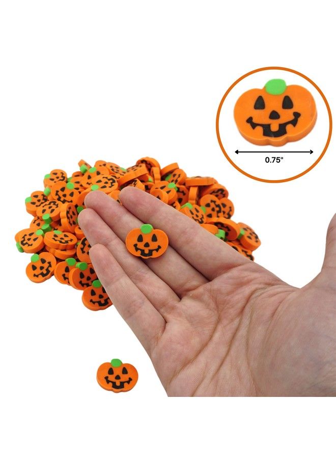 144 Pcs Halloween Pumpkin Erasers For Kids Bulk Mini Halloween Party Favors For Kids Halloween Treats Non Candy Trick Or Treats Goody Bag Filler Classroom Prize By 4E’S Novelty