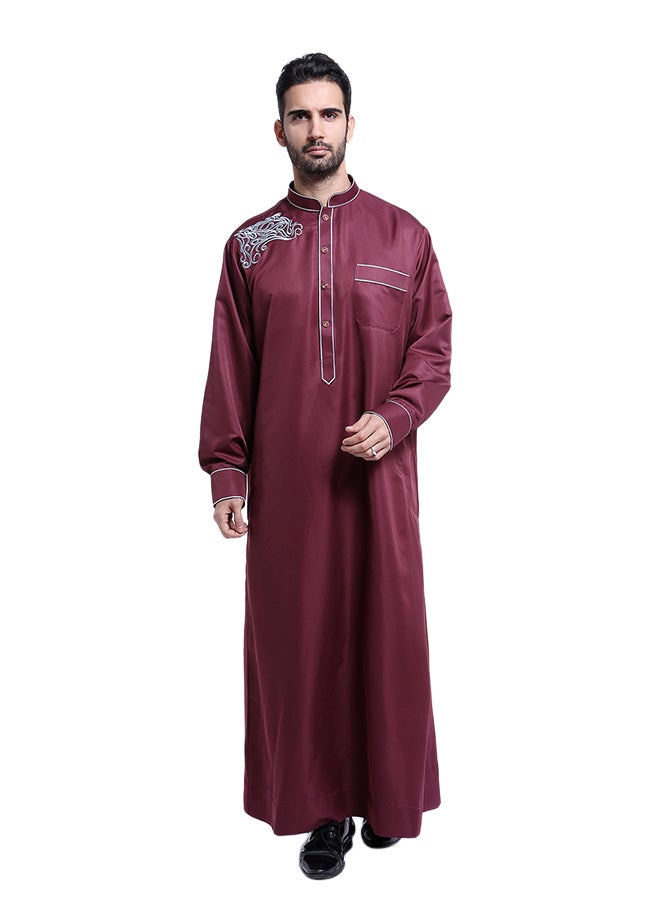 Mandarin Neck Arabi Kandora Wine Red