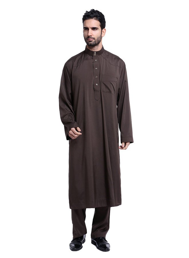 Long Sleeves Arabi Kandora Dark Coffee