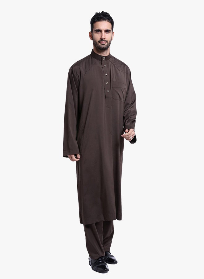 Long Sleeves Arabi Kandora Dark Coffee