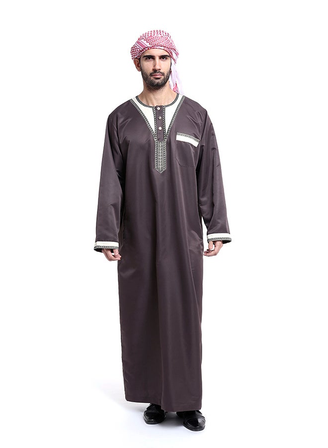 Long Sleeves Arabi Kandora Dark Coffee