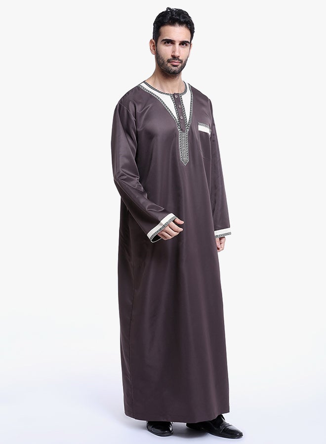 Long Sleeves Arabi Kandora Dark Coffee