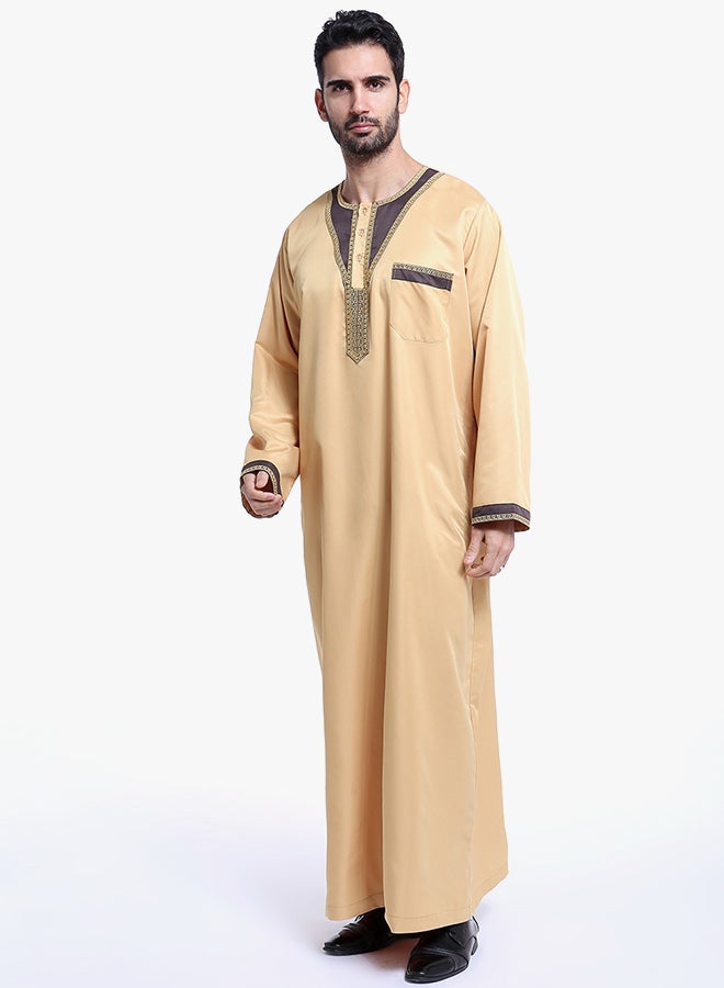 Long Sleeves Arabi Kandora Light Yellow