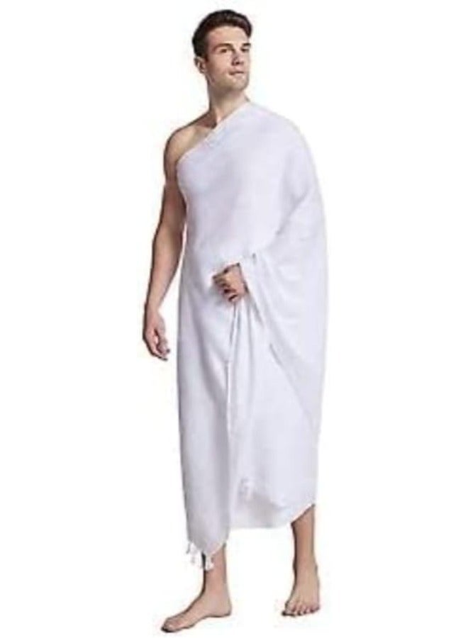 Men's Hajj Umrah clothing Ihram 100% Cotton Super Soft 2 Pcs Towel Set.43X86 inch New Dry Fast Microfiber Woven Technology 1 Waterproof With Non Stitched White Belt.