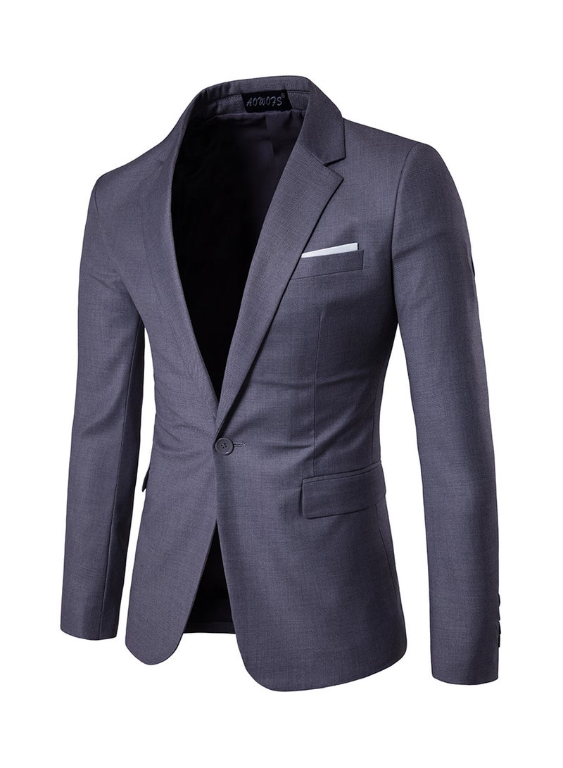 One Button Casual Blazer Grey