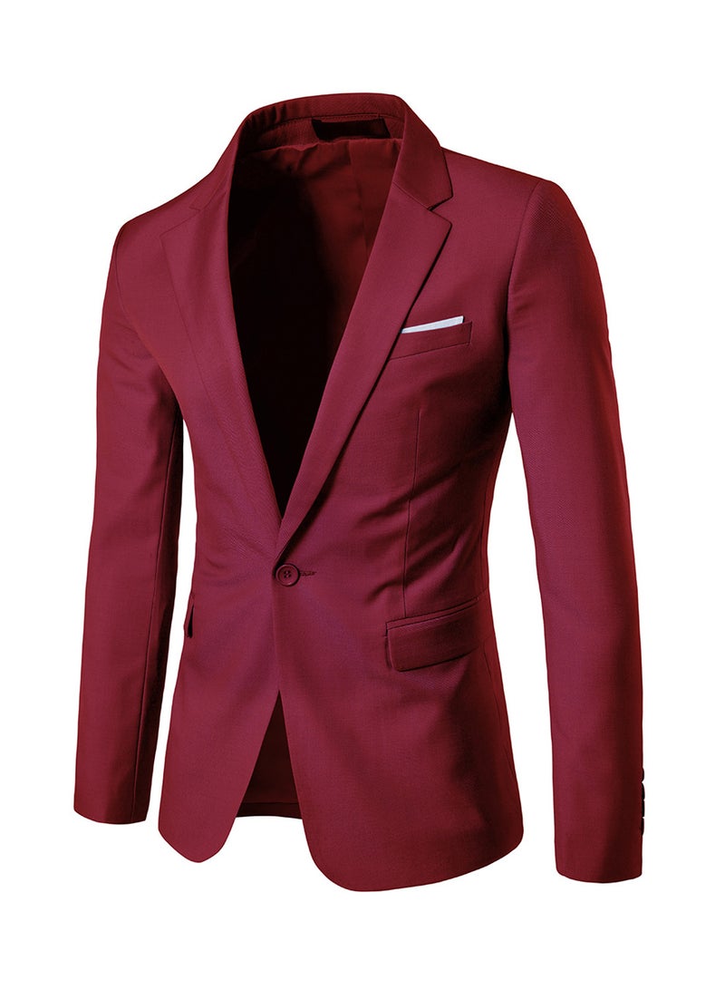 One Button Casual Blazer Red