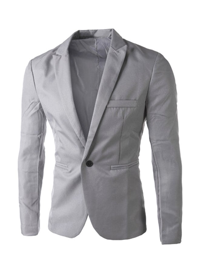 Solid Pattern Casual Blazer Grey