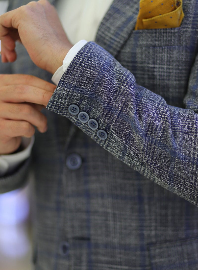 Men's Checks Linen Blazer