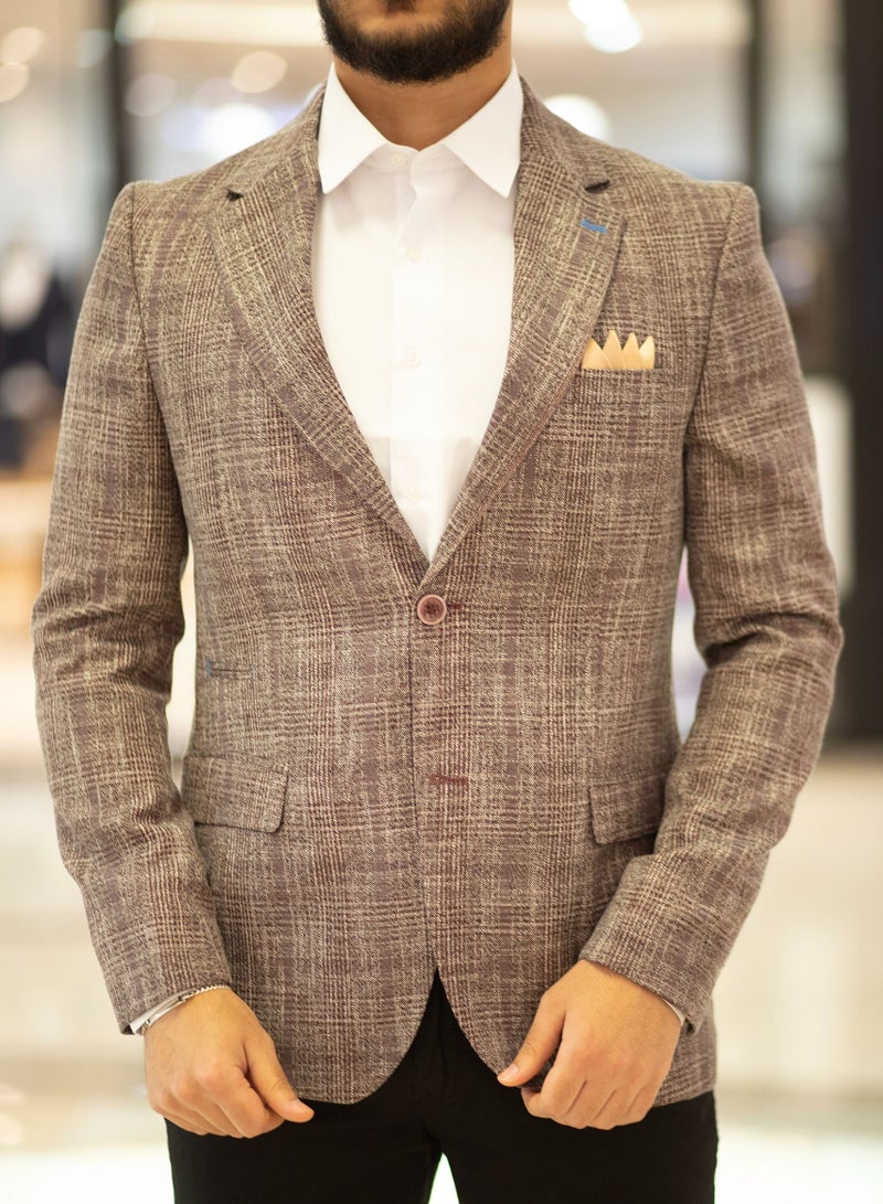 Men's Checks Linen Blazer