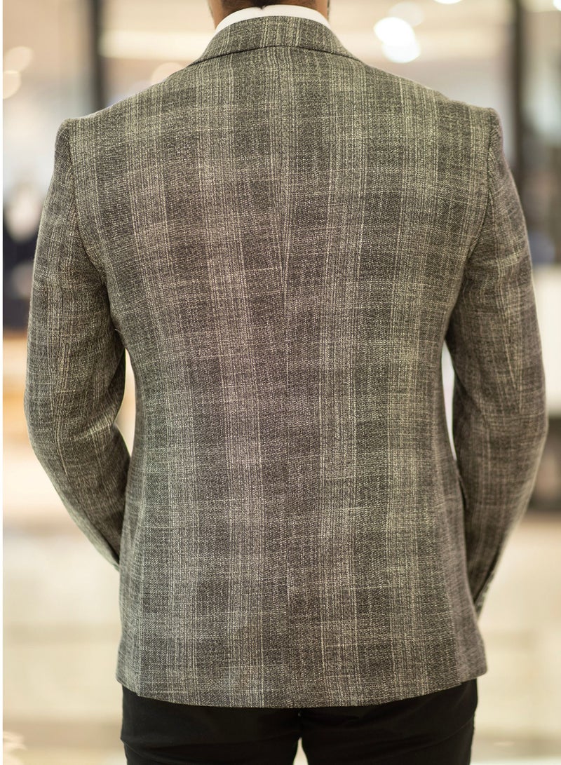 Men's Checks Linen Blazer