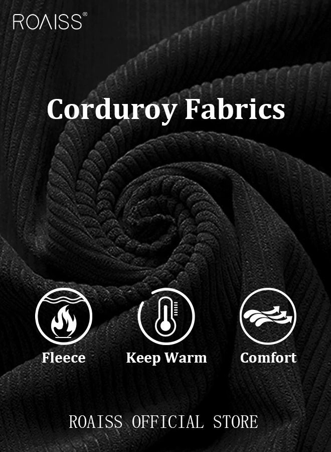 Men's Autumn And Winter Coat Corduroy Cotton Jacket Sherpa Lined Warm Winter Trucker Jackets Basic Stand Collar Coats