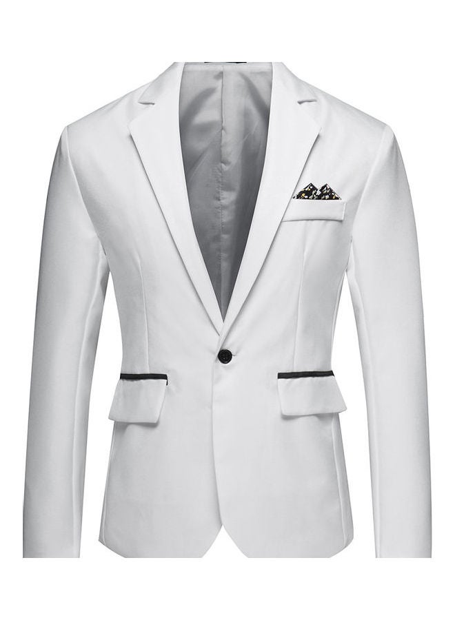 Men Solid Color Groomsman Single Row And One Button Suit Cotton Casual Coat White